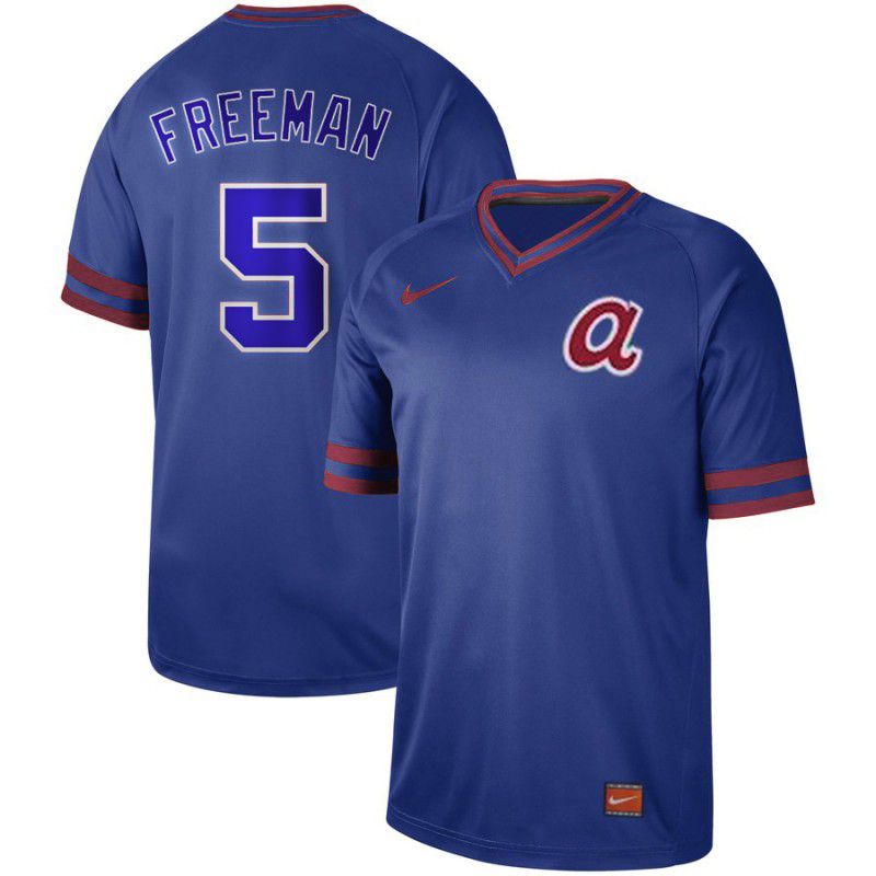 Men Atlanta Braves #5 Freeman Blue Nike Cooperstown Collection Legend V-Neck MLB Jersey->oakland athletics->MLB Jersey